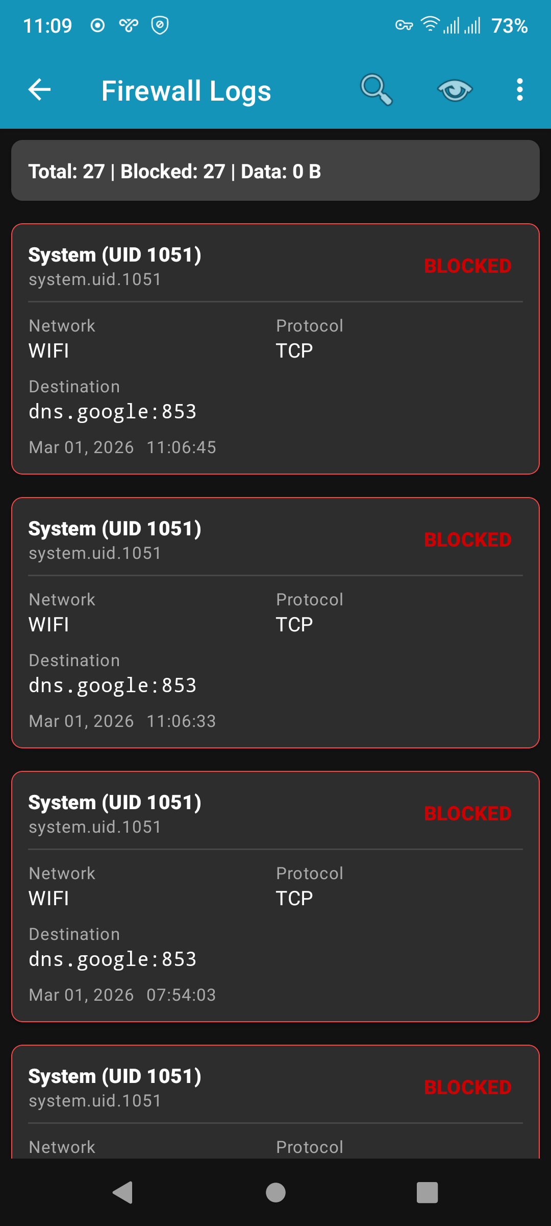 Firewall connection logs